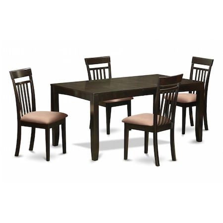 East West Furniture 5 Piece Dining Room Set-Dining Room Table With Leaf Plus 4 Kitchen Chairs LYCA5-CAP-C